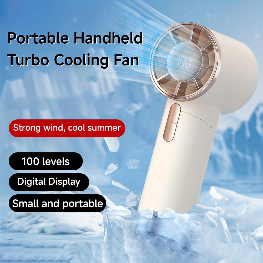 Portable Handheld Fan – 100-Speed Power with LCD Display & Silent Cool