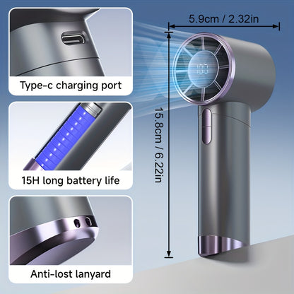 Portable Handheld Fan – 100-Speed Power with LCD Display & Silent Cool