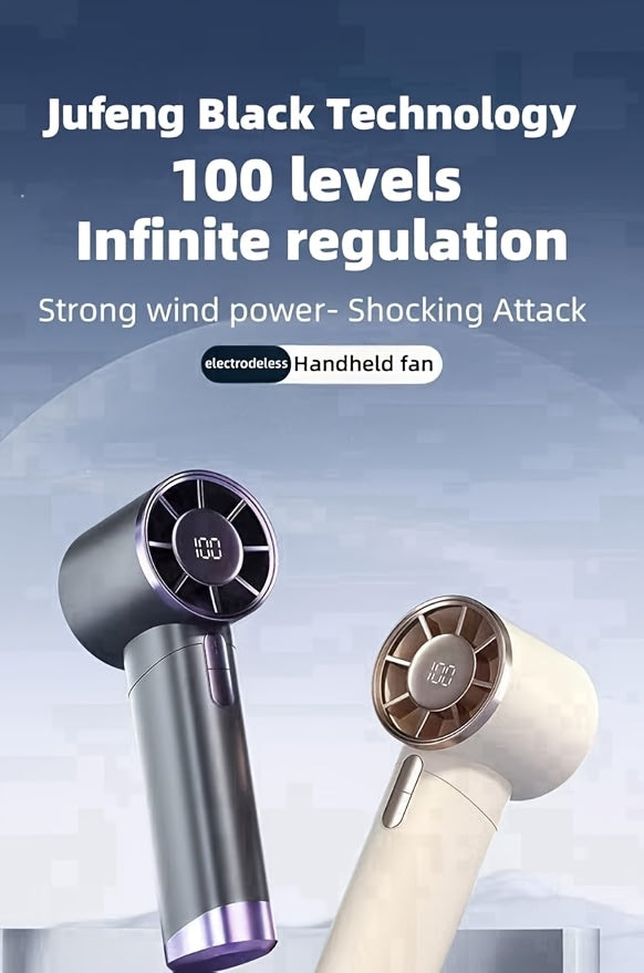 Portable Handheld Fan – 100-Speed Power with LCD Display & Silent Cool