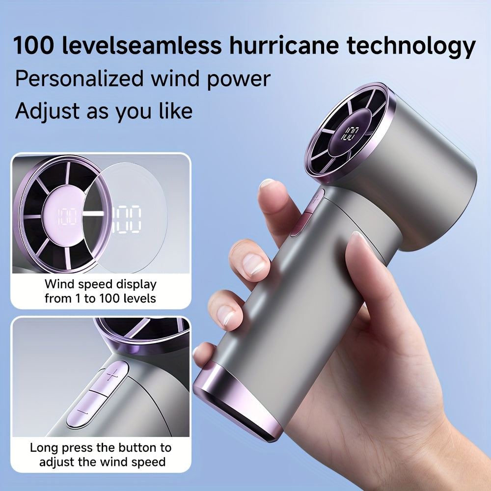 Portable Handheld Fan – 100-Speed Power with LCD Display & Silent Cool