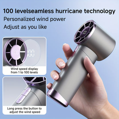 Portable Handheld Fan – 100-Speed Power with LCD Display & Silent Cool