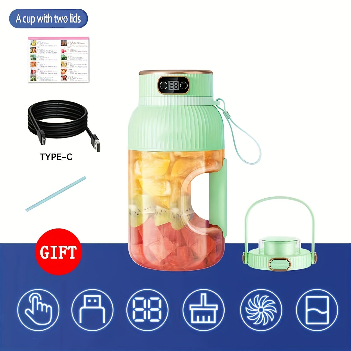 JUICIER GO™ Smart Portable Blender/Cup + Straw – USB Rechargeable